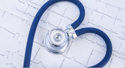 cardiomyopathy, Heart formed stethoscope on electrocardiogram